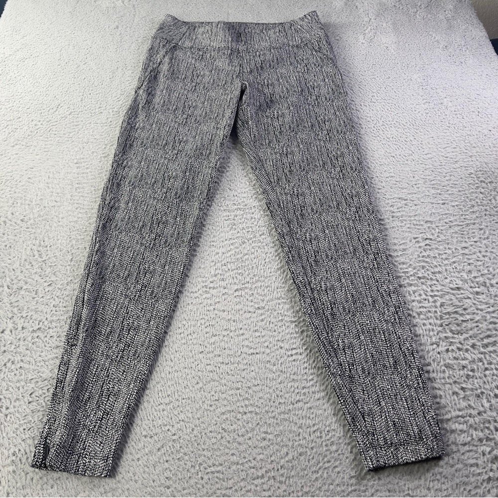 Athleta Pants Womens Medium Black White Delancey Leggings Zip Ankles Athletic